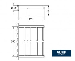 MEDIDAS ESTANTE TOALLERO ESSENTIALS GROHE